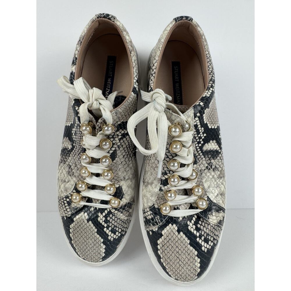 Stuart Weitzman Roccia Excelsa Python Pearl Sneakers Size 8.5 Boxed - Picture 4 of 11